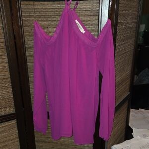Women's Vibrant Pink Off-Shoulder Blouse